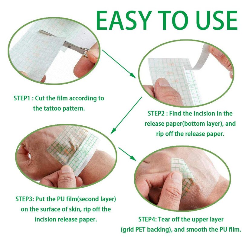 150 Pieces 3.1 x 3.1 in Stretch Waterproof Adhesive Bandages Transparent Film for Tattoo Aftercare and Skin Repair Adhesive Tattoo Supply Wrap