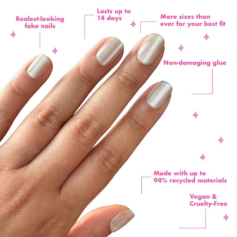 Olive & June Maximalist Press-On Nails - 42 Non-Toxic, Long-Lasting Fake Nails | Extra Short Squoval | Marshmallow Velvet