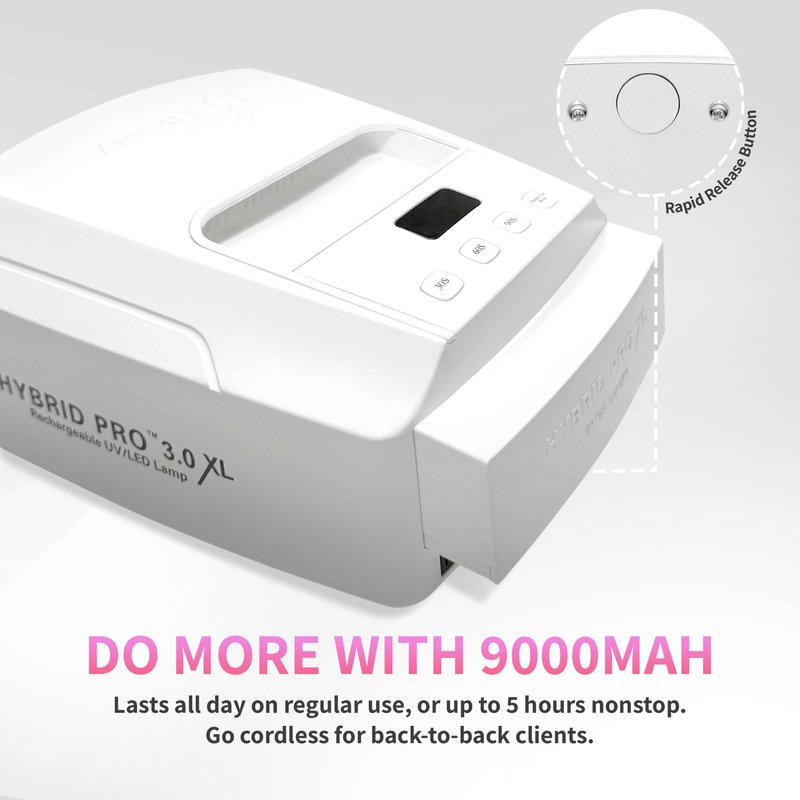 iGel Beauty Hybrid PRO 3.0 XL UV/LED Nail Lamp – Wireless Rechargeable 48W Nail Dryer, Extra Wide Full-Hand Curing, 9000mAh Battery, Smart Timer & Builder Gel Mode, Cordless Professional Lamp