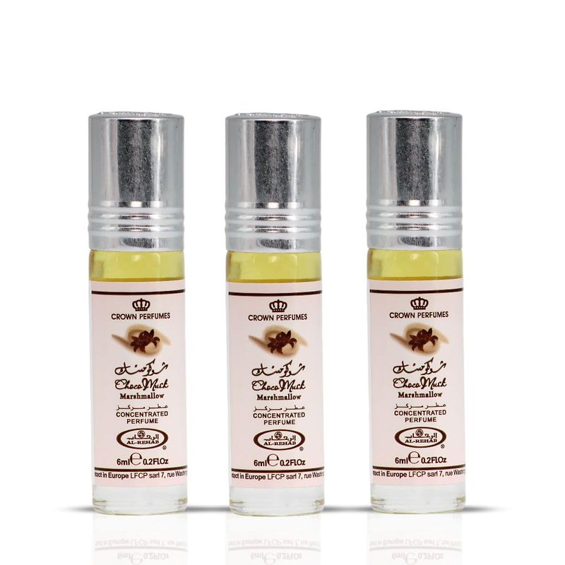 Al-Rehab Choco Musk Marshmallow Perfume Oil Roll-On - 6ml (0.2 oz) | Gourmand Fragrance with Strawberry, Marshmallow & Cocoa | Sweet, Fluffy & Addictive | Arabian Dessert Scent (Pack of 3)