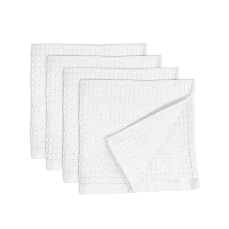 GILDEN TREE Waffle Towels Wash Cloths for Showering, Exfoliating Washcloth Face Towels, Quick Dry Towel Cotton Washcloths Set of 4, Classic Style (White)
