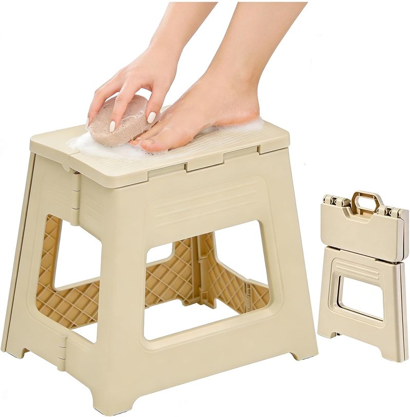 Foldable Shower Stool - Anti-Slip Foot Rest for Shaving Legs | 11.9" Height, Compact Design for Travel & Bathroom