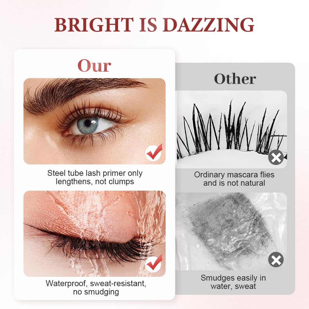 Waterproof and Non-Smudging Mascara, Lengthening and Curling Long-lasting Mascara for Fine Short Lash Women, Slim Brush Length Volumizing Curling Eyelash Lashes Mascaras for Lash Makeup (Black)
