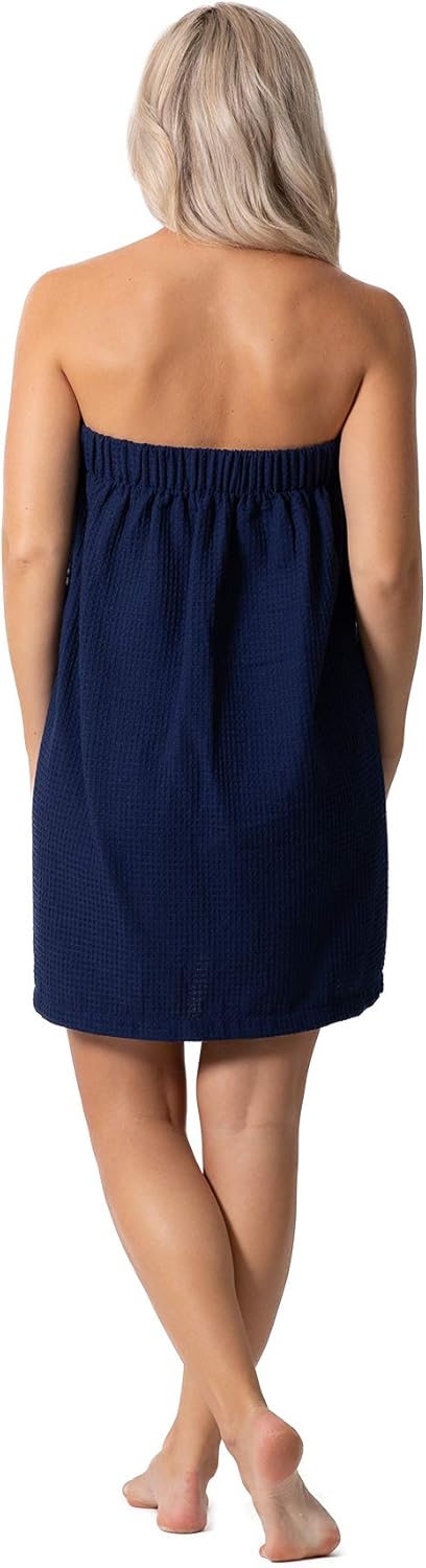 Turkish Linen Women's Waffle Spa Body Wrap - Adjustable Closure for Ultimate Comfort