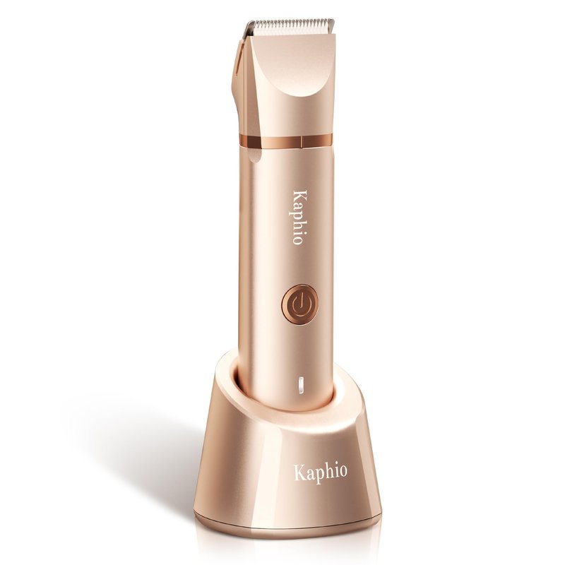 Bikini Trimmer for Women with Dual Head - IPX7 Waterproof & Painless Eletctric Razors for Public Hair - Eletric Shaver for Underarm Leg Body (Gold)