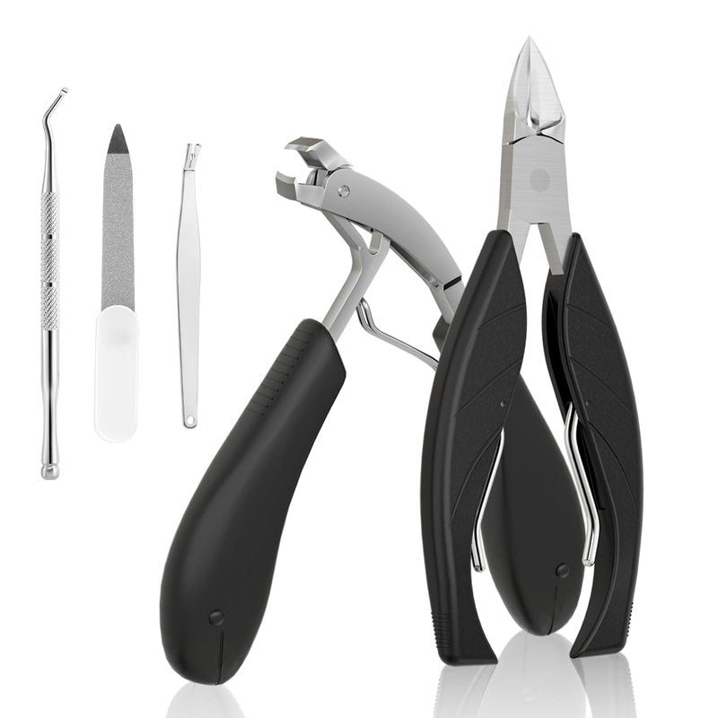Heavy Duty Toenail Clippers for Seniors, Angled Head Long Handle Nail Clipper Set for Thick Toenails, Ingrown Toenail Care Tool for Elderly Men Women