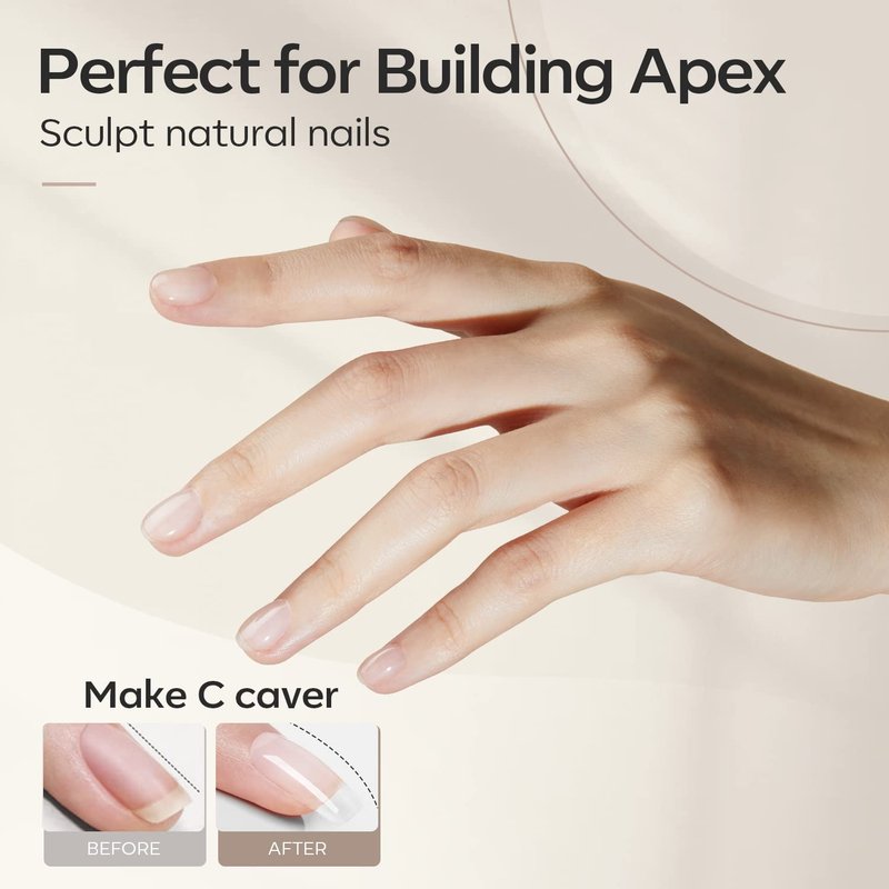 Builder Nail Gel - 7-in-One Clear Rubber Base Gel Polish for Strong Extensions | DIY Home Salon Use
