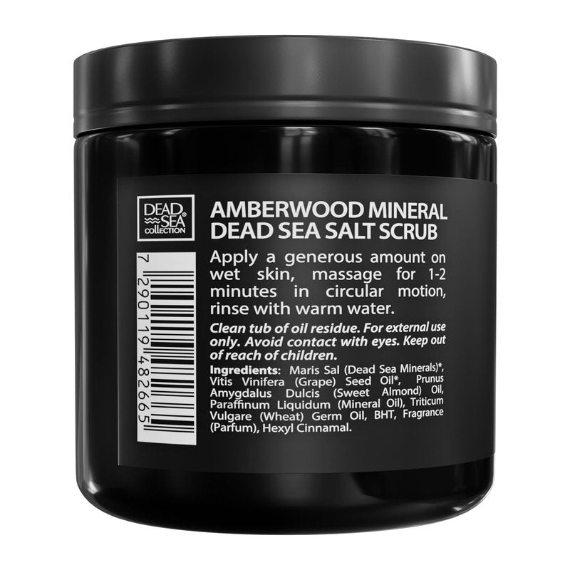 Salt Body Scrub Amberwood For Men – Moisturizes, Exfoliates & Nourishes Skin – Cleanses & Detoxifies with Dead Sea Minerals - Dead Sea Collection – 23.28 OZ