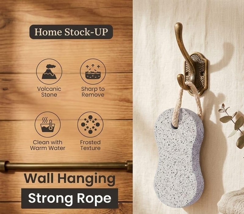 Pumice Stone Pack of 2 Natural Volcanic Stones for Gentle Exfoliation, Callus and Dead Skin Removal, Safe for Feet and Hands