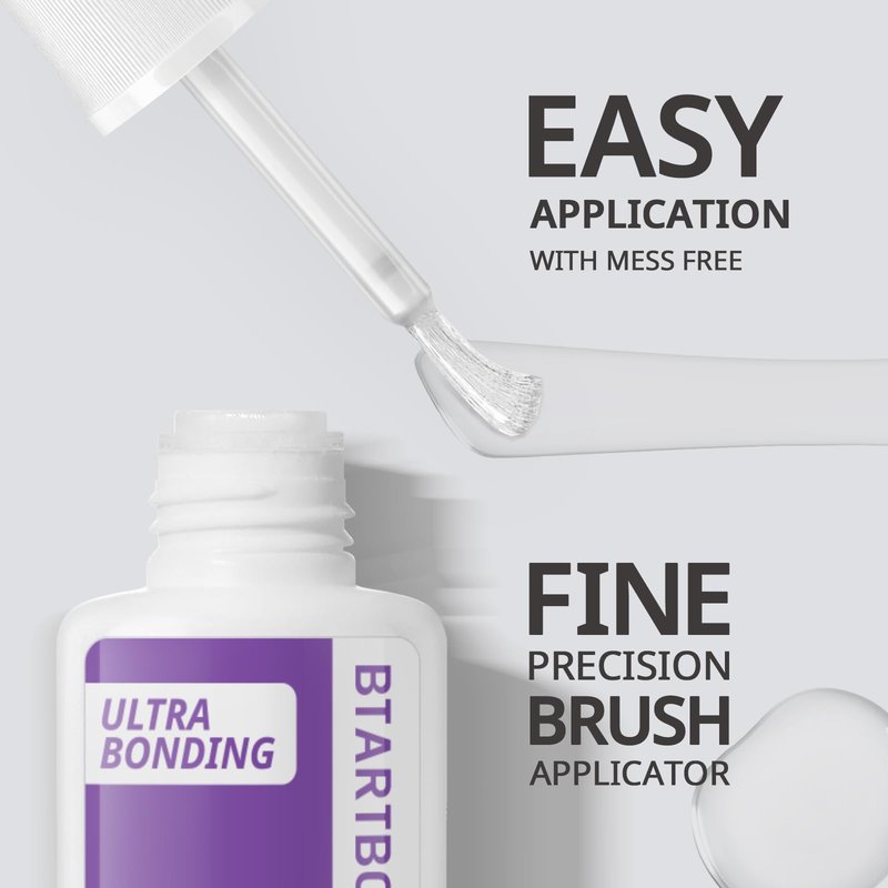 BTArtboxnails Nail Glue for Press Ons - Brush on Glue for Nail Tips & Acrylic Fake Nails, HEMA & TPO-free, Quick Air Dry & Long-Lasting, Mess-Free & Easy Application