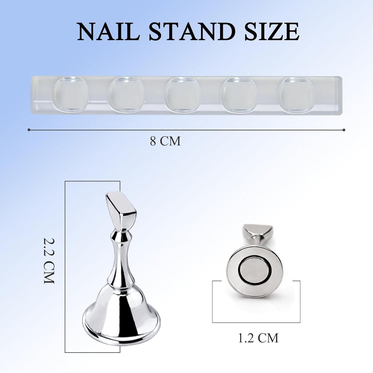 Skiennix Nail Stand - Magnetic Acrylic Press-On Display Holder with Metal Base & Double-Sided Tape