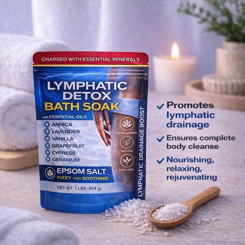 Bruizex Arnica Montana Bath Salts, Espom Salt Bath Soak for Lymphatic Drainage & Body Detox, Epsom Salts for Soaking with Essential Oils, Bath Salts for Pain Relief, Swelling & Post Surgery, 1 Lb
