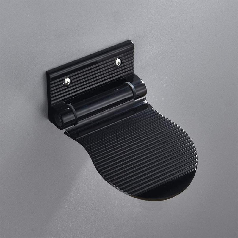 MDPLY Shower Foot Rest for Shaving, Wall Mounted Folding Foot Stand for Bathroom, Black Metal
