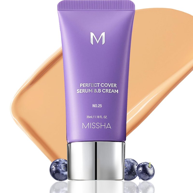 MISSHA M PERFECT COVER SERUM BB CREAM No.25 Warm Beige - Medium with Warm Undertone, Skin Tint, Tinted Moisturizer, Skin Care Foundation Makeup, Korean Makeup,1.18 Fl oz