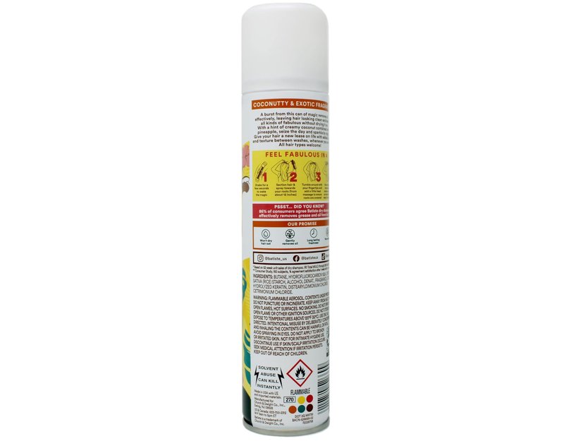 Batiste Dry Shampoo, Tropical Fragrance, Refresh Hair and Absorb Oil Between Washes, Waterless Shampoo for Added Hair Texture and Body, 6.73 OZ Dry Shampoo Bottle pack of 2