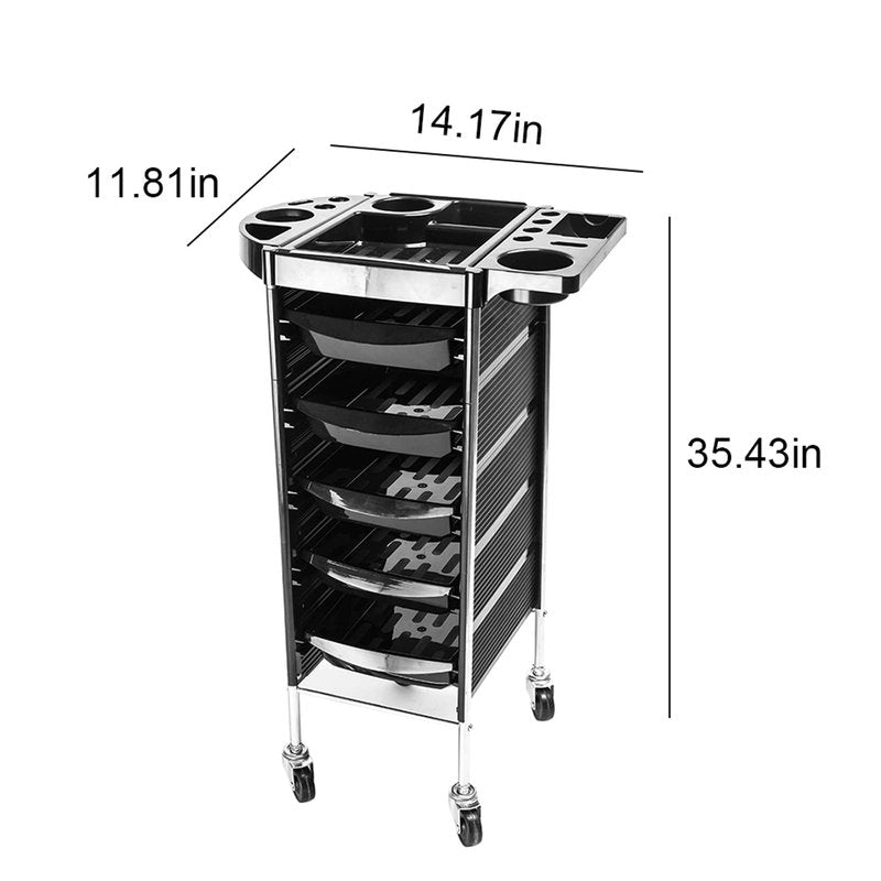 OmySalon Salon Trolley with Wheels, 5 Drawers, Hair Cart Rolling Storage Organizer, Barber Station, Salon Cart for Hair Stylist