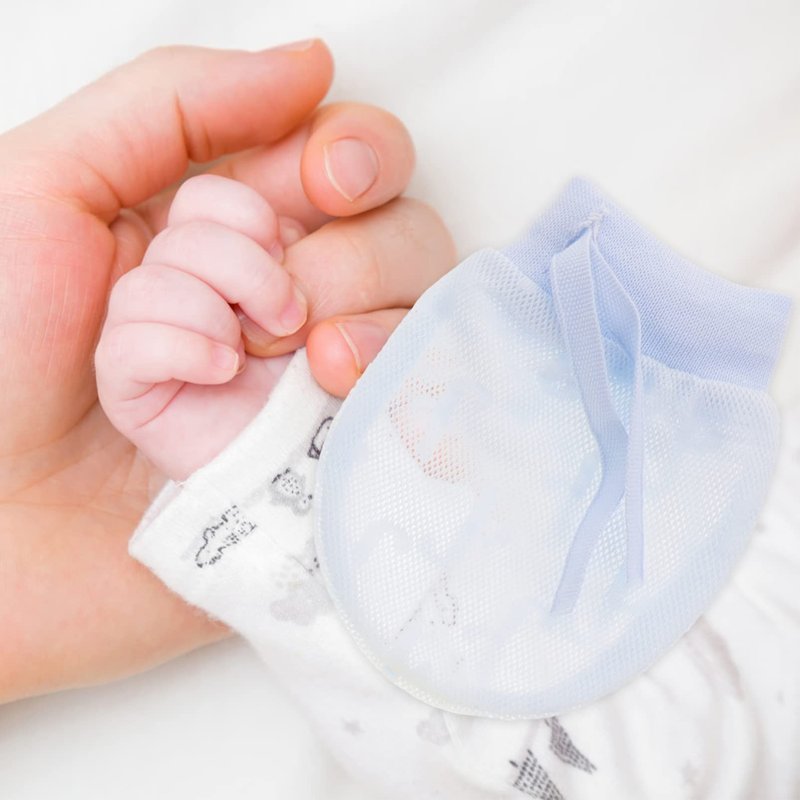 GLEAVI Baby Mittens Newborn 0-12 Months That Stay On, Adjustable Drawstring Scratch Free Gloves 3 Pairs, Breathable Mesh Cotton Thin Hand Guards for Boys Girls, Lightweight Cooling Anti Scratching Pro