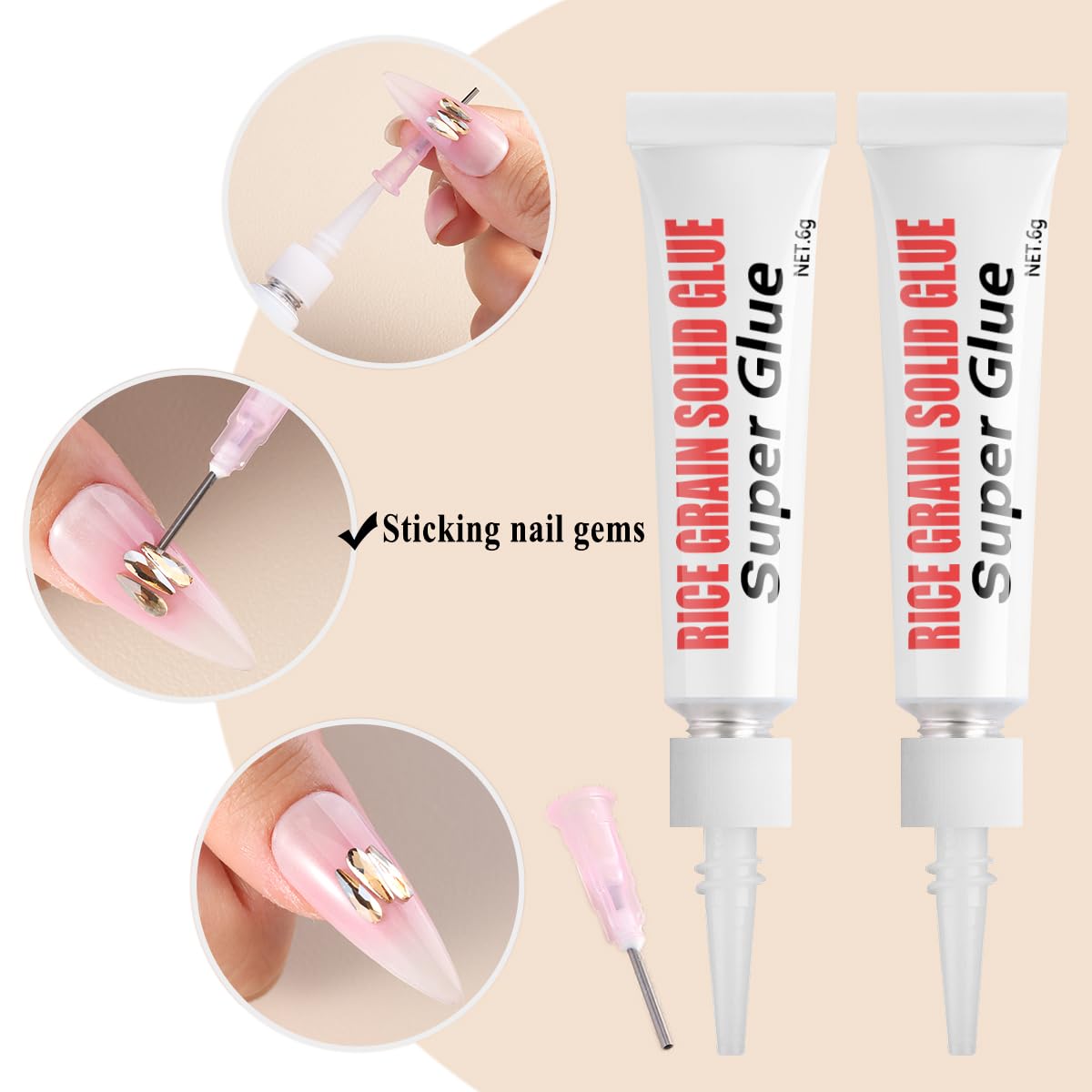 Strong Semi-Solid Nail Glue for Press-On Nails - Quick Drying Clear Gel | 6g x 2 PCS