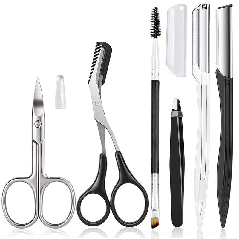 Eyebrow Trimmer Kit - 6-in-1 Scissors, Tweezers & Razor for Perfect Shaping | Ideal for Women