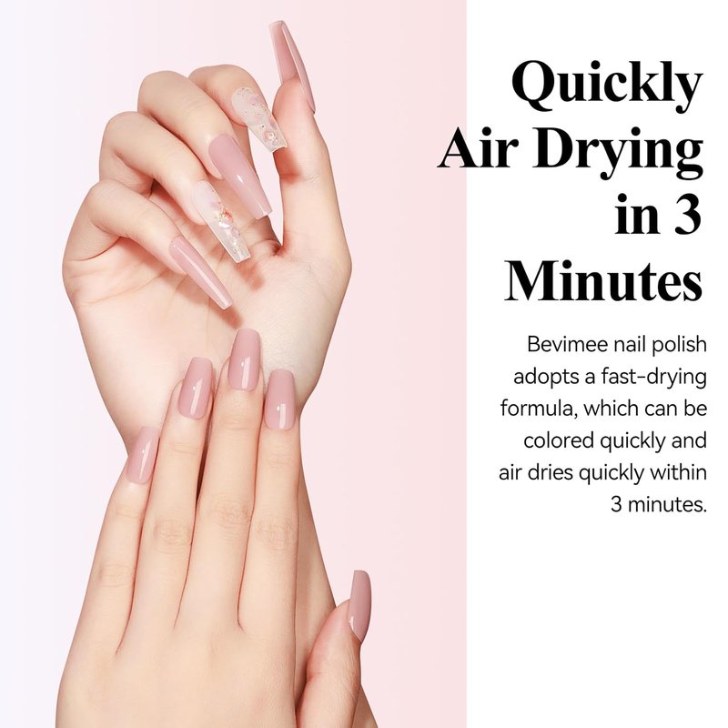 Quick Dry Nail Polish - Sheer Nude Holographic Color | High Coverage, Water-Based, 12ML