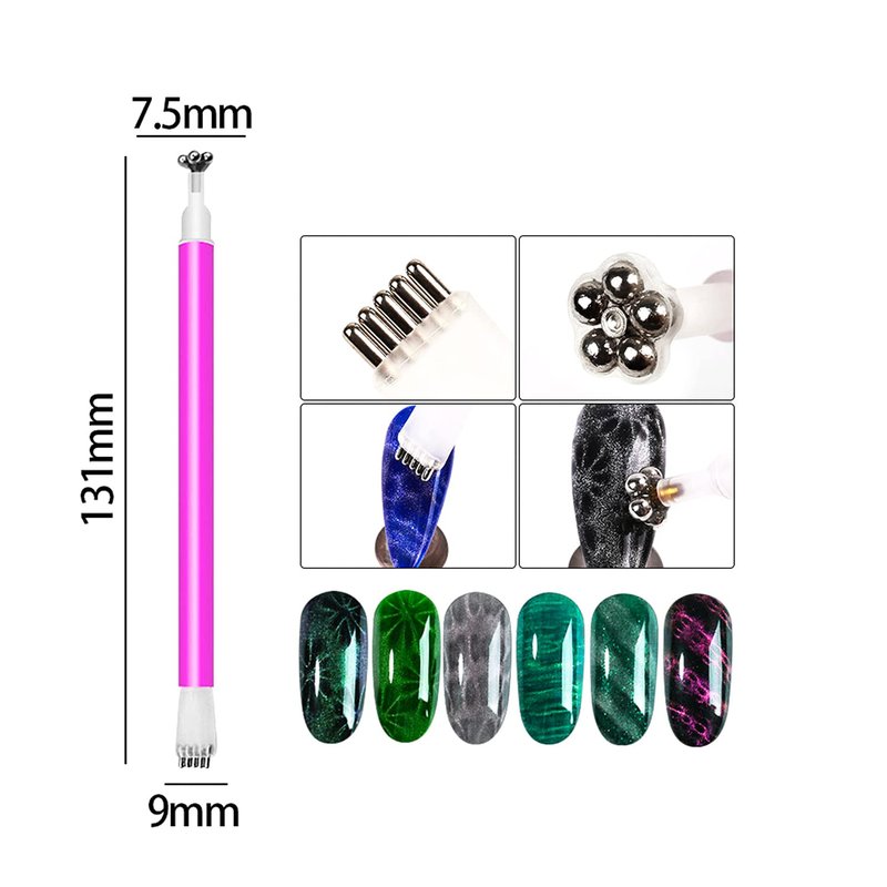 Cat Eye Nail Magnet Tools - 8-Piece Double-Head Set for 3D Nail Art | Multi-Function Design