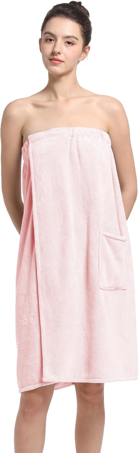 Soft Wrap Towel Bath Robe for Women - Plush Full-Length Spa Robe with Pockets | Lightweight Design