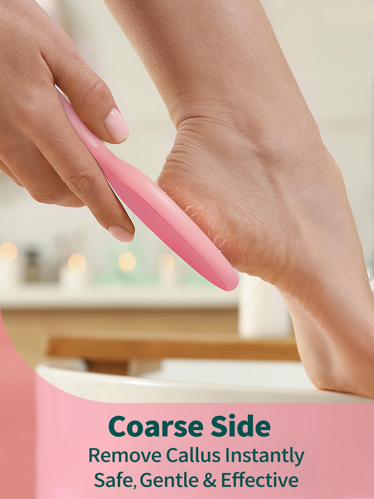 Sunivaca 2-Sided Glass Foot File Callus Remover Without Drain Stand (Pink)