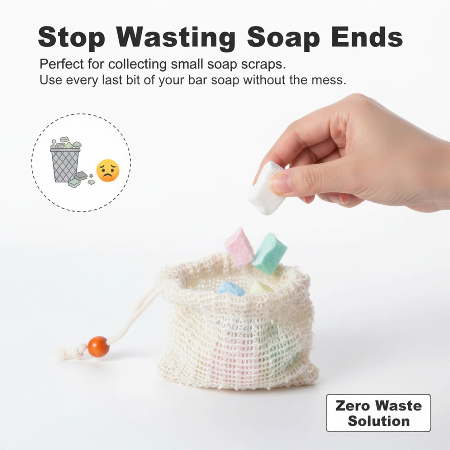 5 Pcs Soap Bar Bags Natural Sisal Bar Soap Sock Saver Net Loofah Pouch Exfoliating Foaming Mesh Quick-Drying Net for Shower