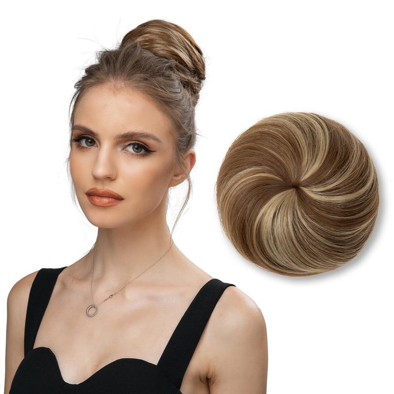 SARLA Donut Chignon Hair Bun Extension Clip in Ballerina Synthetic Hairpieces Updo Hair Piece For Women Lady Q3