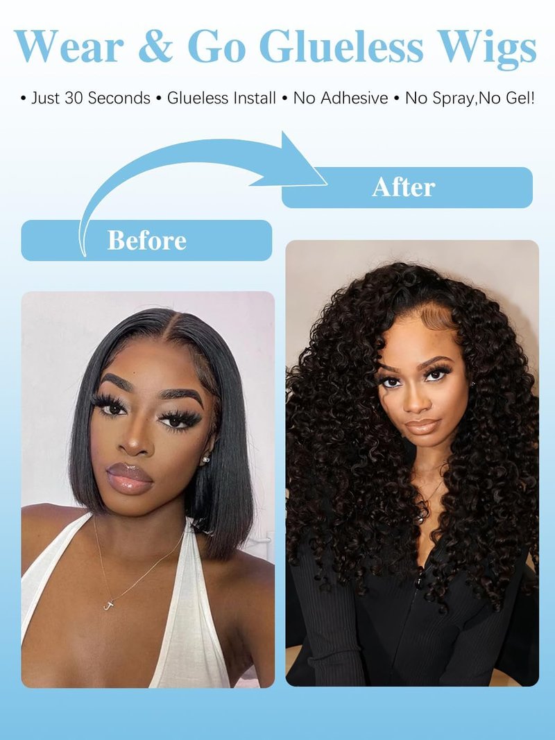Skiennix 26 Inch Burmese Curly Half Wig - Glueless Wear & Go Design for Black Women, 180% Density