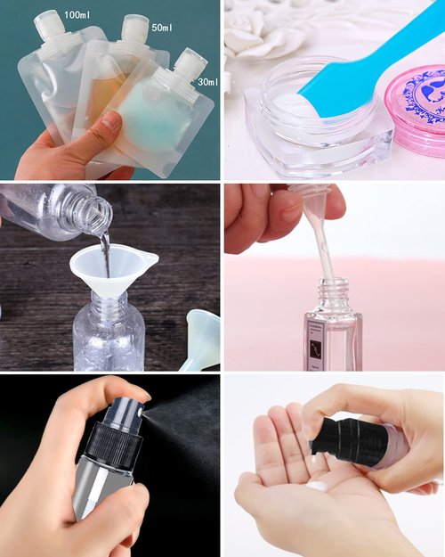 17 Pack Travel Pouches for Toiletries,TSA Approved,Travel Size Portable Containers,Stand Up Pouch,Refillable Travel Accessories for Shampoo Conditioner Lotion Soap Liquids (B-17pcs)