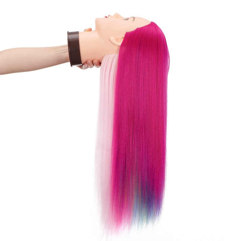 Hairingrid 26"-28" Mannequin Head Hair Styling Training Head Manikin Cosmetology Doll Head Synthetic Fiber Hair and Free Clamp Holder (R71919W0320)