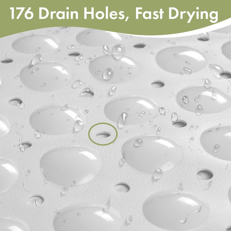 AmazerBath Shower Mat Non Slip 40 x 16 Inches, Shower Stall Mats with Suction Cups and Drain Holes, Non Slip Bath Mat for Tub for Elderly & Kids, White