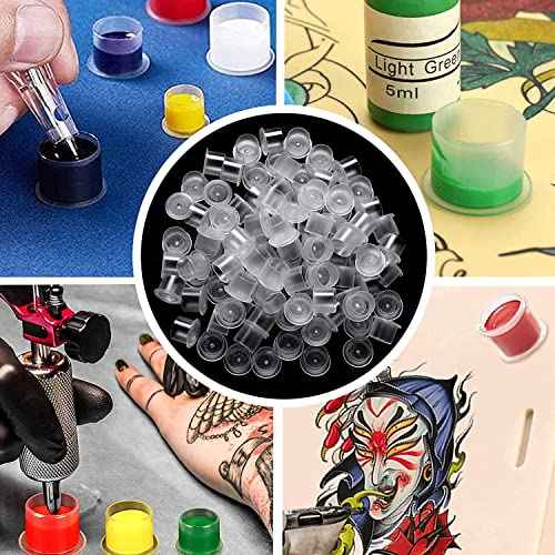 Ink Mixer Machine Kit, Yuelong Pigment Mixer Machine and Ink Caps Kit Includes Makeup Ink Pigment Electric Agitator Machine With 100 Mixing Sticks and 300 Mix Ink Cups for Microblading Supplies