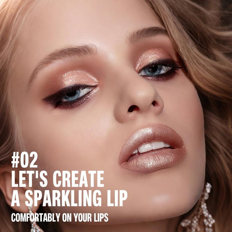evpct Shimmery Metallic Lip Liner and Lipstick Combo, Cone Tip Lip Crayon for Women Long Lasting Waterproof, Metal Shinny Hydrating Lipstick Makeup, Glitter Lips Liner Pencil for Shimmery Shade