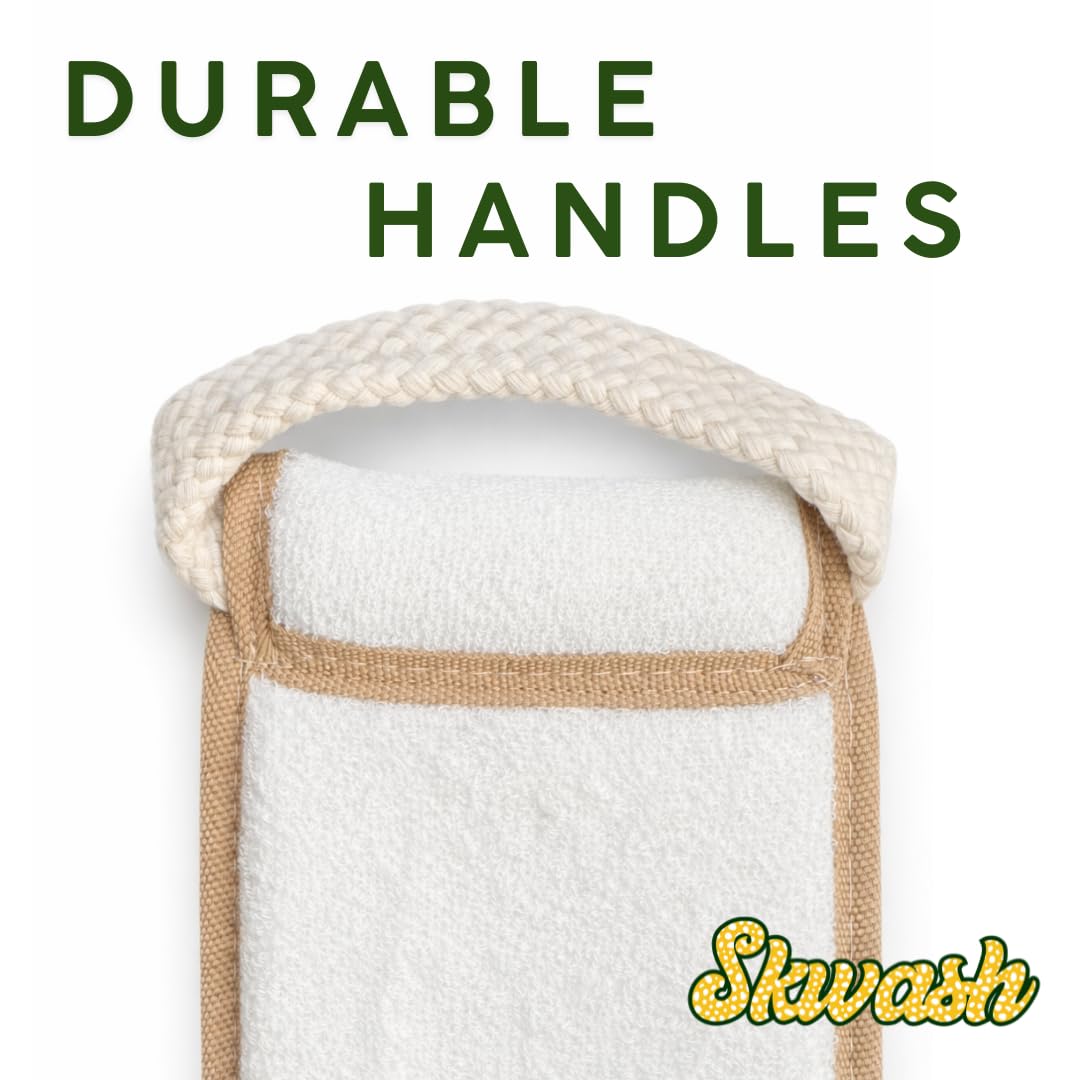 Skwash, Natural XL Back loofah, Cotton Back