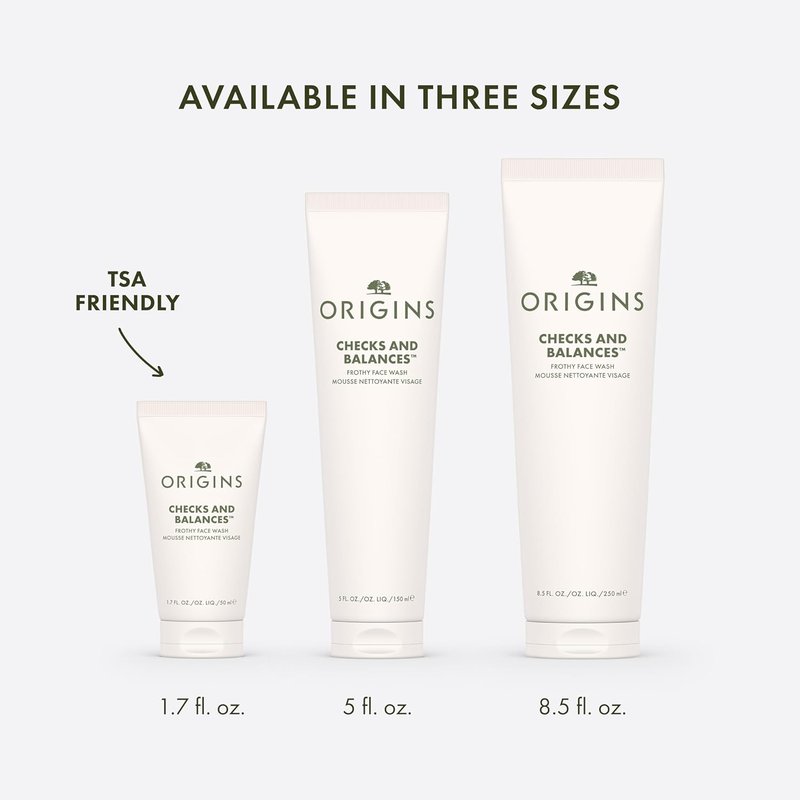 Foaming Facial Cleanser - Origins Checks and Balances Frothy Face Wash for All Skin Types | Gentle & Refreshing
