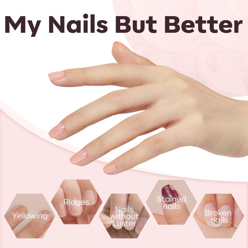 modelones Gel Polish Builder Nail Set, Base Colors Nude Hard Strengthener Rubber Gel Polish 8-in-One Extension LED Nail Lamp Cured 6 Colors