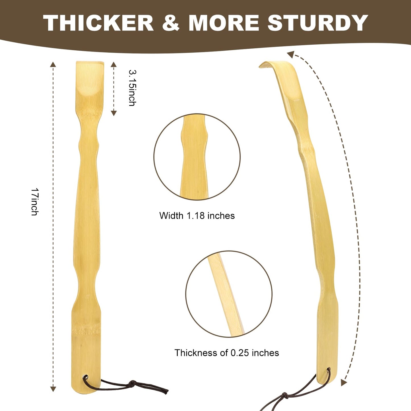 YIMICOO 3 Pack Wooden Back Scratcher, 17 Inch Curved Long Handle Bamboo Back Scratchers Ideal Gifts for Adults Men Women, with Beautiful Gift Packaging