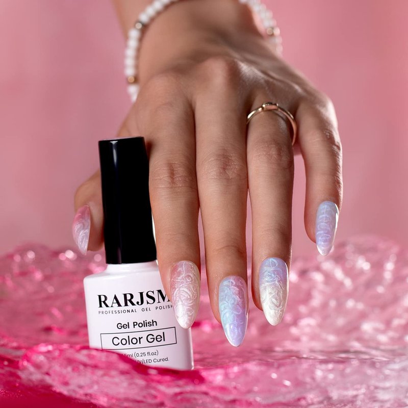Pearl Gel Nail Polish Set - 6 Pearlescent Colors with Glitter | Soak Off Mermaid Nail Gel for DIY Manicure