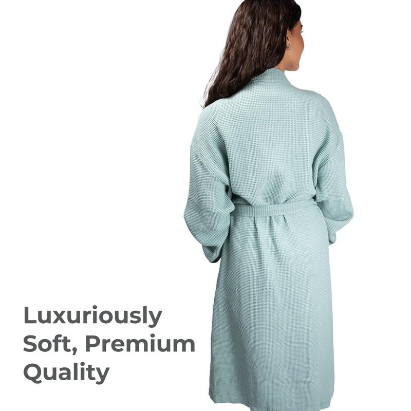 Cariloha Waffle Knit Bath Robe | Tahitian Breeze | Unisex, Large/X-Large | Viscose Material | Soft, Comfortable, & Wicks Moisture