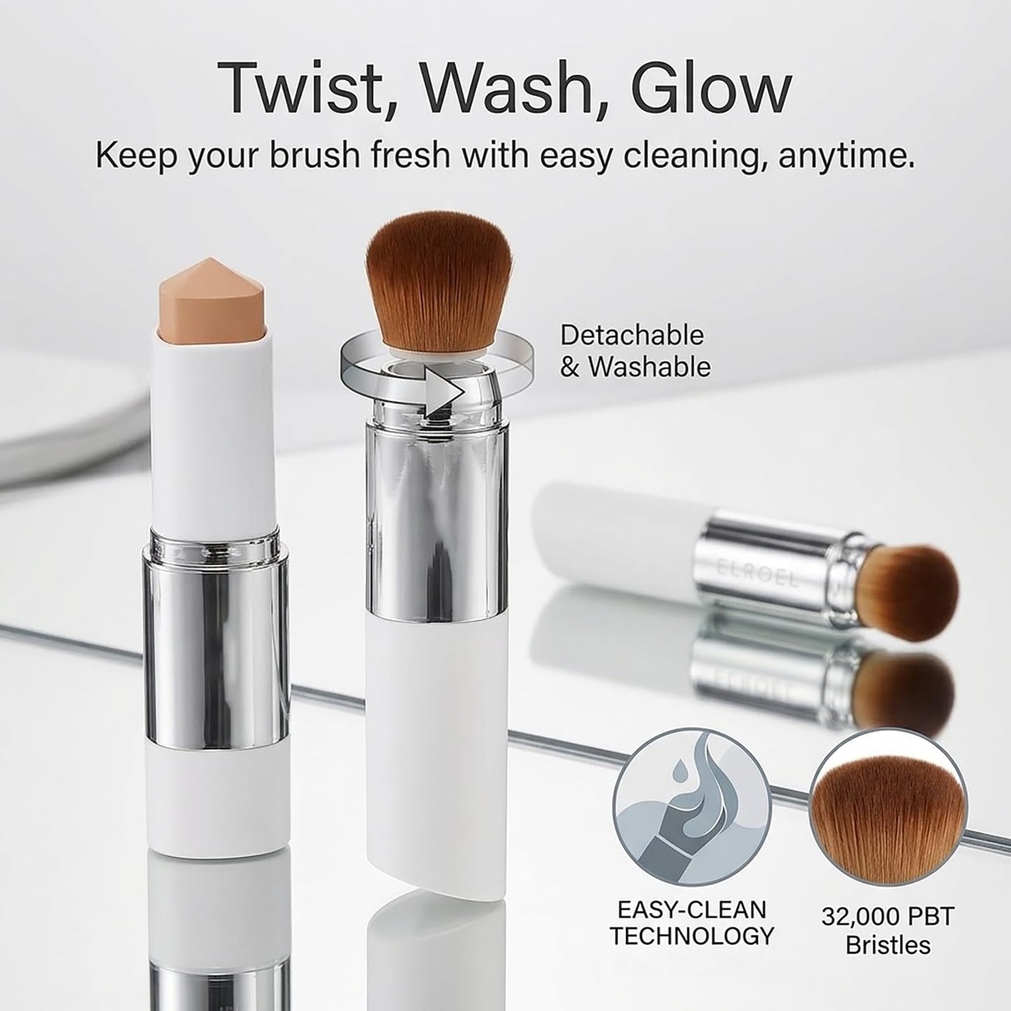 YTDJ Color Changing Foundation Stick with Built-In Brush, Hydrating Balm to Cream Face Makeup, Color-Adapting Dewy Foundation for Natural Everyday Look & Mature Skin (202 Natural)