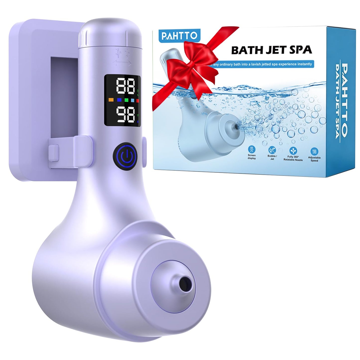 Bath Jet Spa for Tub, 10400mAh Rechargeable Bathtub Jet with Smart Temperature Sensor & LED Display, Portable Jet Spa with Bubble/Jet Mode & Adjustable Speed, IPX8 Waterproof for Daily Home Spa