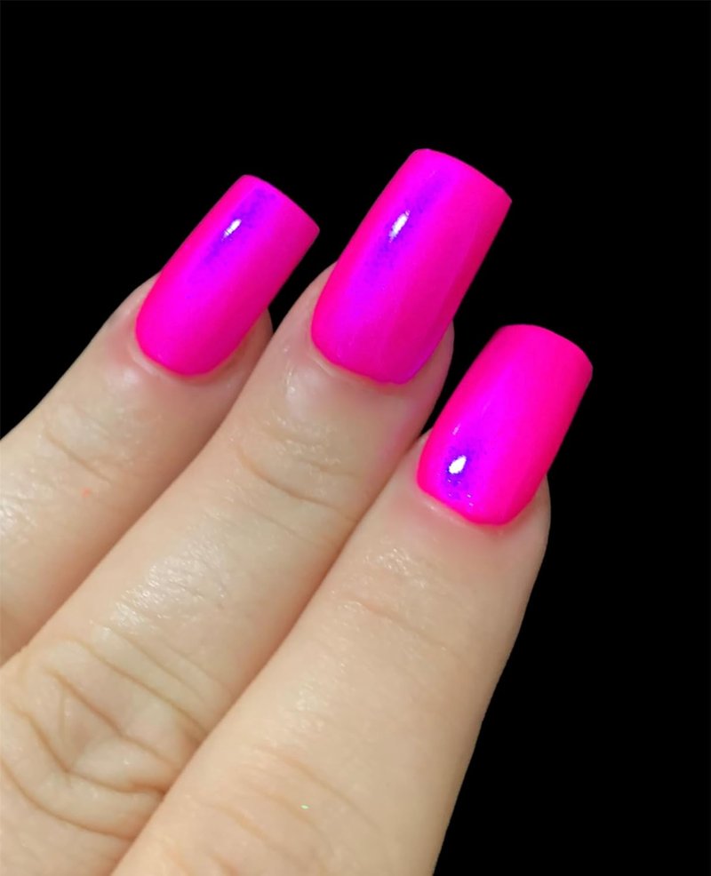 Barbee On The Glow Neon Pink & Blue Mylar Oil Slick Nail Polish | Multi-Color Shifting Effect