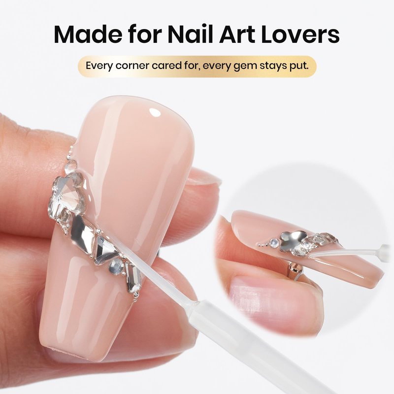 Beetles Liner Gel Top Coat - Decoration Sealing Nail Gel with Fine Brush for Detailed Designs, Strong Adhesion for Mirror Chrome Powder, Rhinestones & Gap Filling UV Light Cure