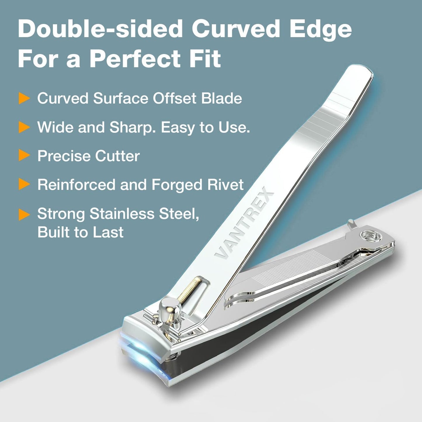 Stainless Steel Nail Clippers Set - Professional Fingernail & Toenail Trimmers with Easy Press Lever | 2PCS