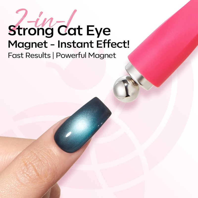 Modelones Cat Eye Gel Polish - 8-in-1 Magnetic Nail Art Tool with Steel Ball & Multi-Effect Magnets