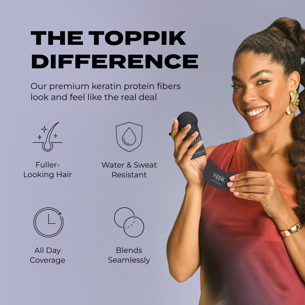 Toppik Hair Building Fibers, Gray, 55g Fill In Fine or Thinning Hair, Instantly Thicker, Fuller Looking, 9 Shades for Men & Women, Keratin Protein Formula