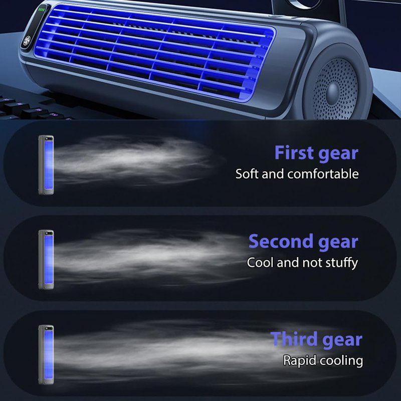 Portable Air Conditioner Cooling Fan Quiet with 3 Speeds, 2026 Upgraded Portable Handheld Turbo Fan, Adjustable Speed Fan for Bedroom, USB Desk Fan for Office Worker (Grey)