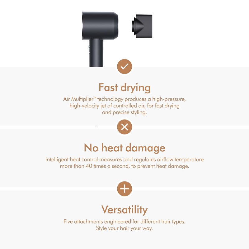 Dyson Supersonic Origin Hair Dryer, No Heat Damage, Styling Concentrator, Precision Styling Blow Dryer (Black/Nickel)